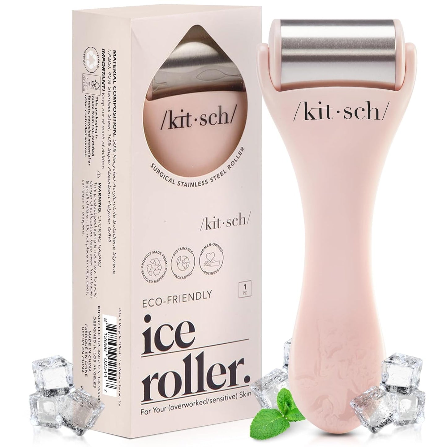 Ice Roller for Face – Stainless Steel Ice Face Roller to Reduce Puffiness, Redness & Headaches – Cooling Facial Roller for Skin Care, Irritation Relief & Spa-Like Experience at Home - Pink