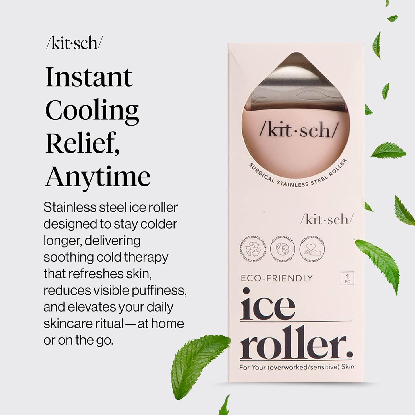Ice Roller for Face – Stainless Steel Ice Face Roller to Reduce Puffiness, Redness & Headaches – Cooling Facial Roller for Skin Care, Irritation Relief & Spa-Like Experience at Home - Pink