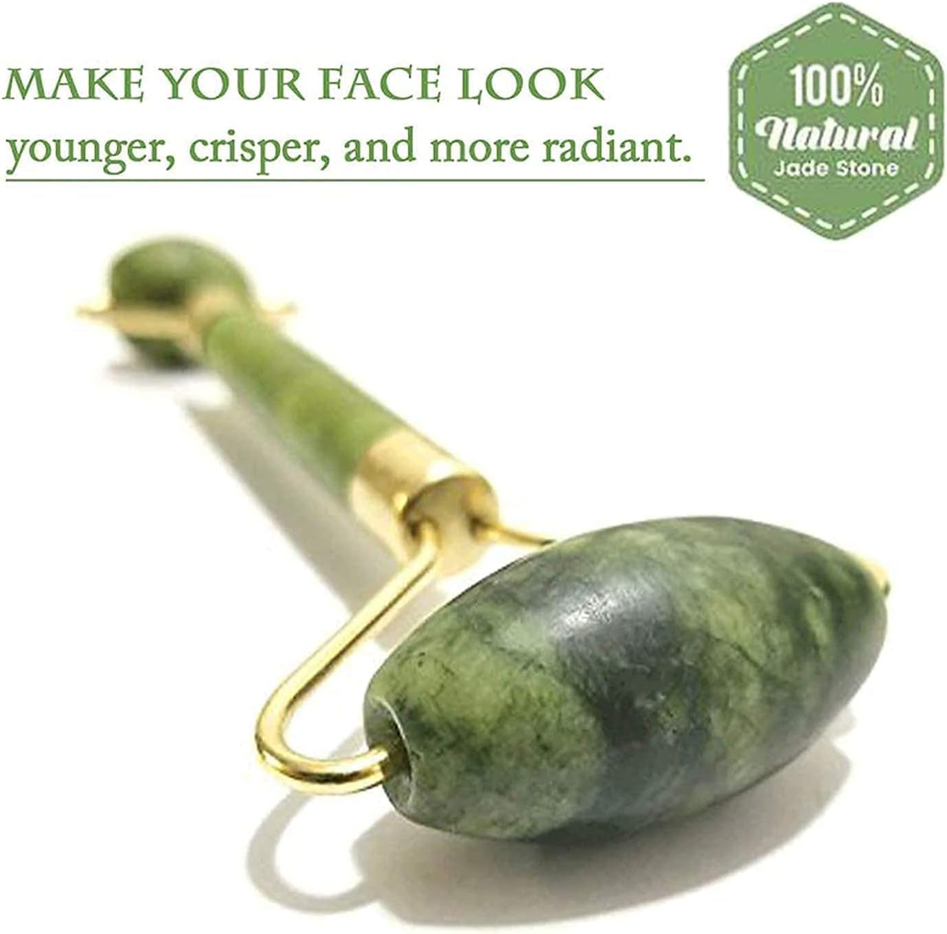 Facial Massager Jade Roller & Gua Sha Tool Natural Himalayan Stone for Face Neck Healing Skin Wrinkles & Serum Application (Jade Roller with Gua Sha)