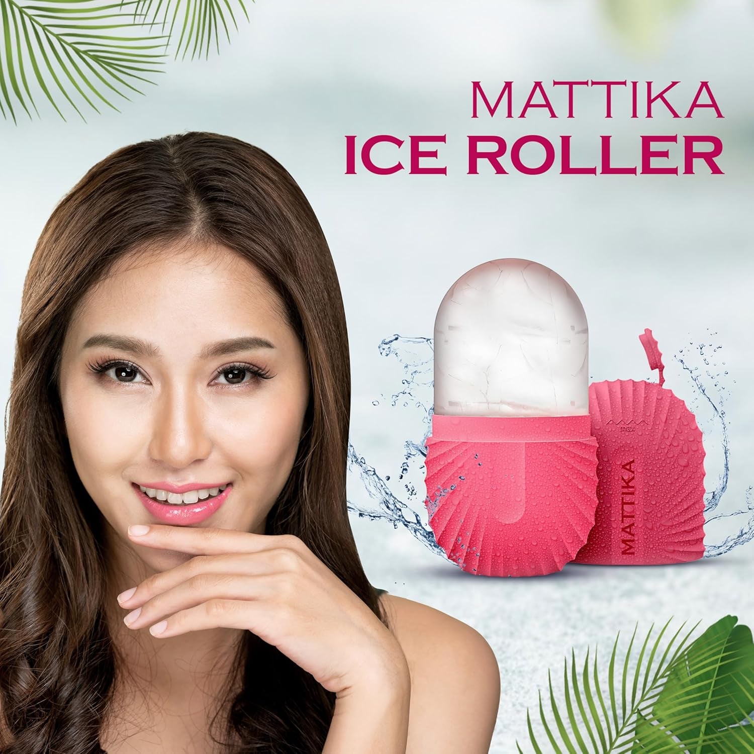 Ice Roller for Face & Eyes – Facial Ice Roller for under Eye Puffiness, Reusable Silicone Ice Face Roller Massager for Skin Tightening, Pore Shrinking & Cooling Skincare Tool (Pink)