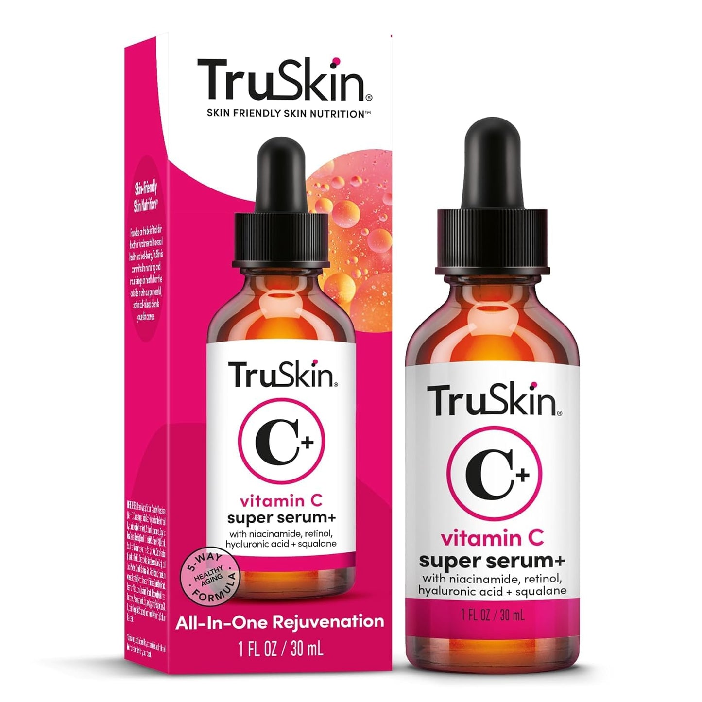 Vitamin C Super Serum for Face - Five Skin Benefits in One Serum with Vitamin C, Retinol, Niacinamide, Hyaluronic Acid & Squalane - Brighten, Firm & Smooth the Look of Skin - 1 Fl Oz