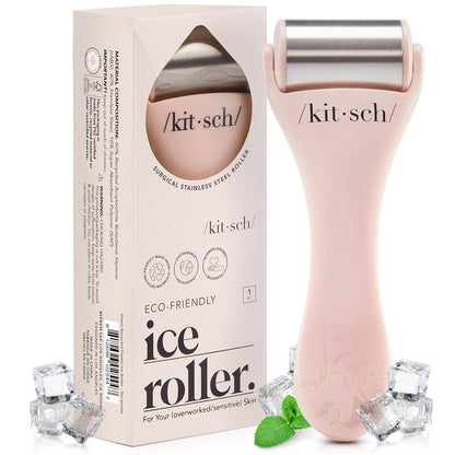 Ice Roller for Face – Stainless Steel Ice Face Roller to Reduce Puffiness, Redness & Headaches – Cooling Facial Roller for Skin Care, Irritation Relief & Spa-Like Experience at Home - Pink