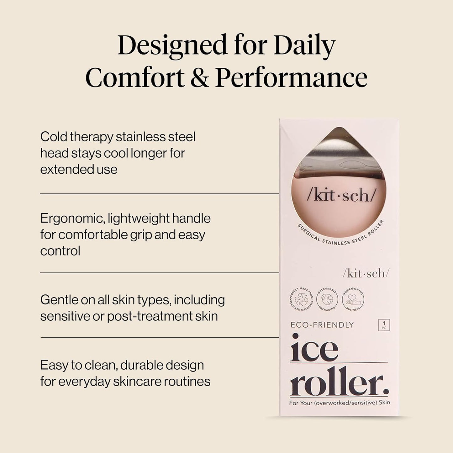 Ice Roller for Face – Stainless Steel Ice Face Roller to Reduce Puffiness, Redness & Headaches – Cooling Facial Roller for Skin Care, Irritation Relief & Spa-Like Experience at Home - Pink