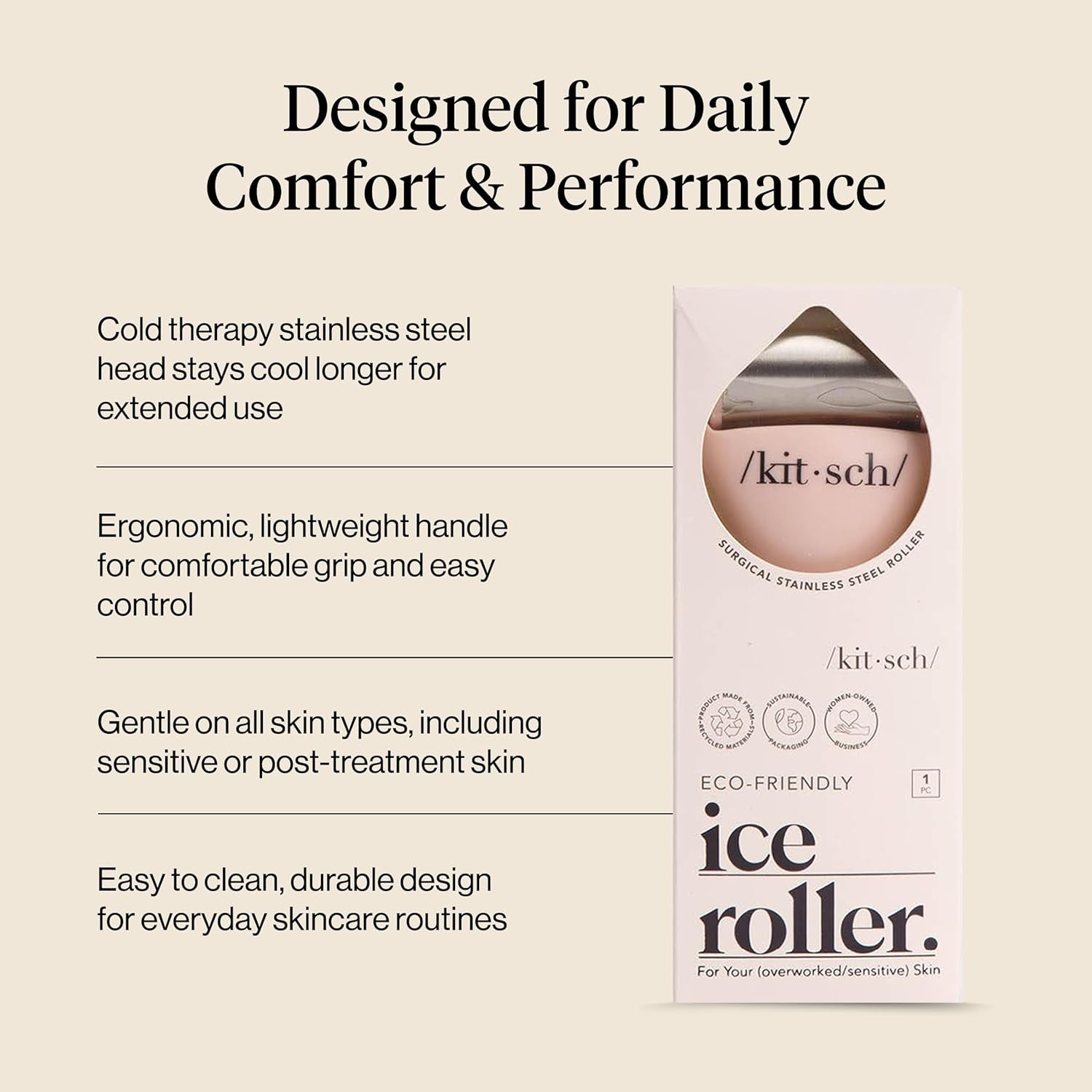 Ice Roller for Face – Stainless Steel Ice Face Roller to Reduce Puffiness, Redness & Headaches – Cooling Facial Roller for Skin Care, Irritation Relief & Spa-Like Experience at Home - Pink