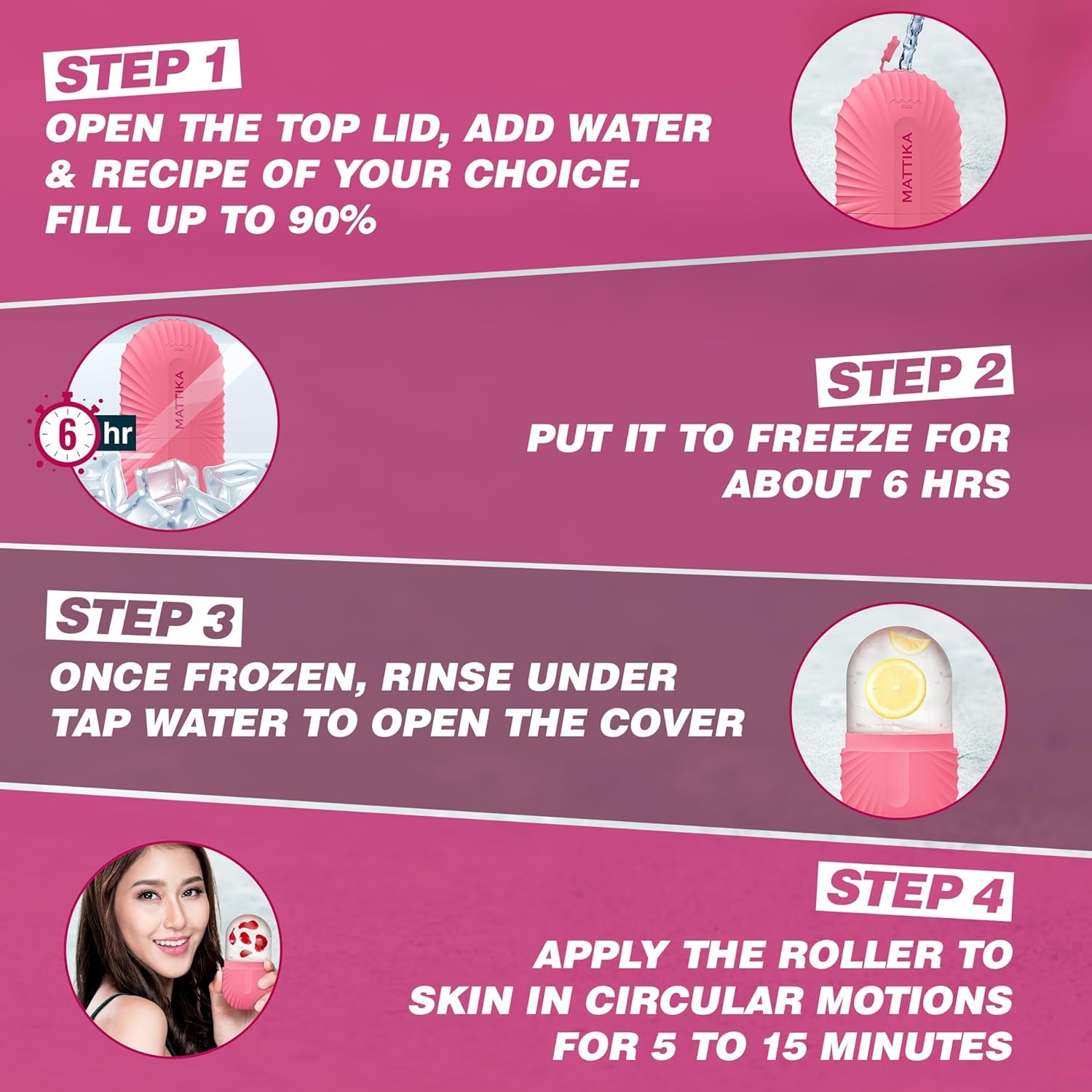 Ice Roller for Face & Eyes – Facial Ice Roller for under Eye Puffiness, Reusable Silicone Ice Face Roller Massager for Skin Tightening, Pore Shrinking & Cooling Skincare Tool (Pink)