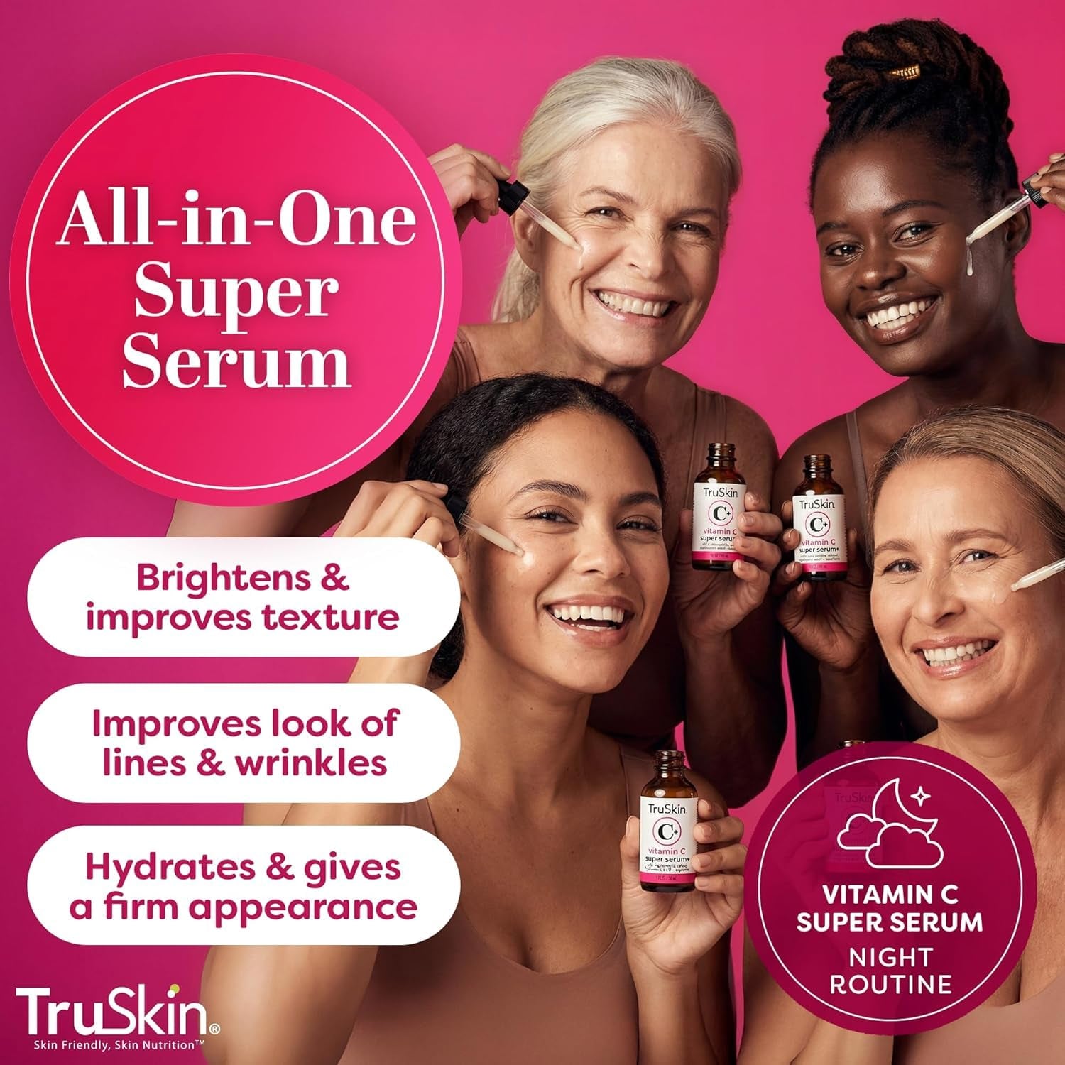 Vitamin C Super Serum for Face - Five Skin Benefits in One Serum with Vitamin C, Retinol, Niacinamide, Hyaluronic Acid & Squalane - Brighten, Firm & Smooth the Look of Skin - 1 Fl Oz