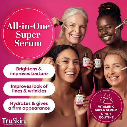 Vitamin C Super Serum for Face - Five Skin Benefits in One Serum with Vitamin C, Retinol, Niacinamide, Hyaluronic Acid & Squalane - Brighten, Firm & Smooth the Look of Skin - 1 Fl Oz