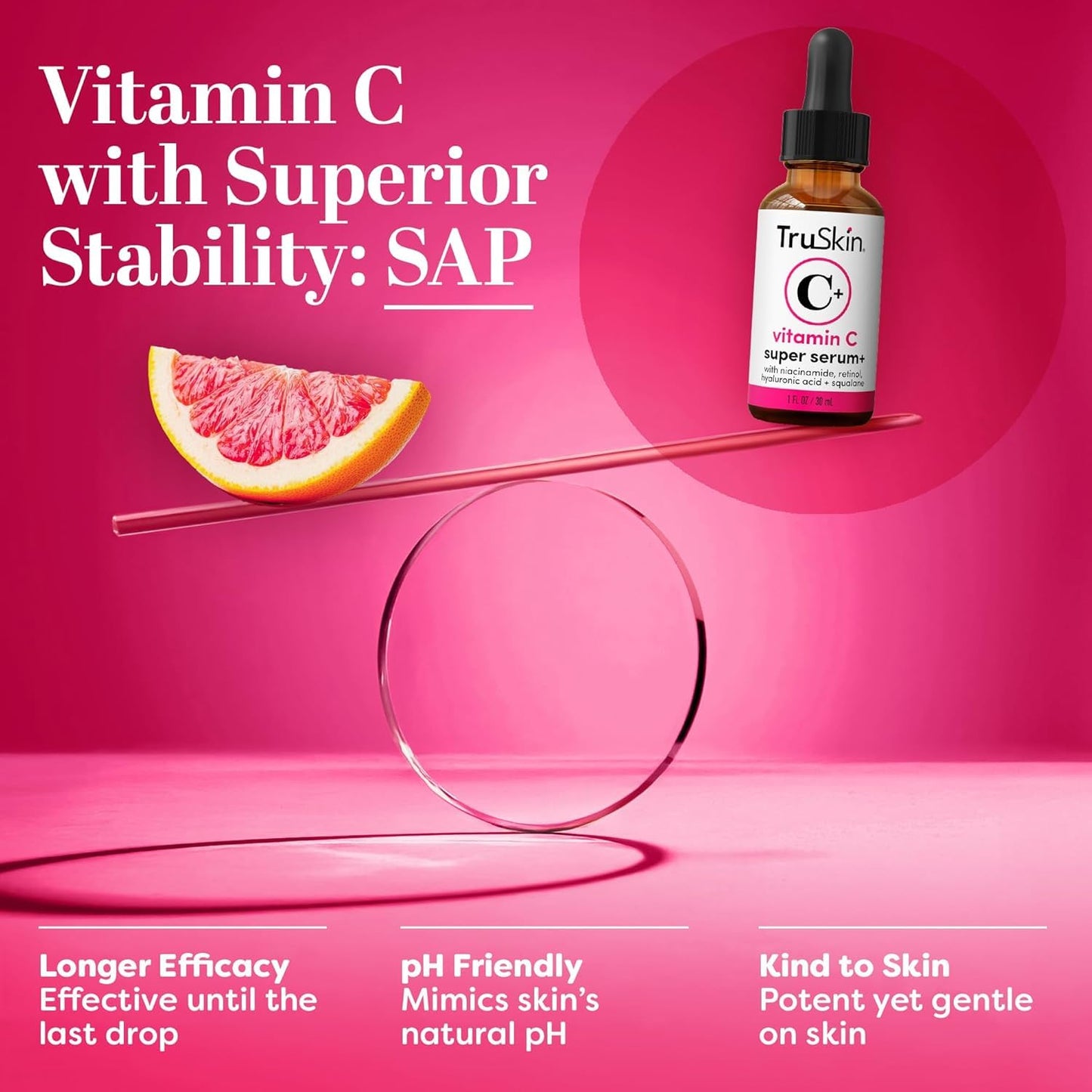 Vitamin C Super Serum for Face - Five Skin Benefits in One Serum with Vitamin C, Retinol, Niacinamide, Hyaluronic Acid & Squalane - Brighten, Firm & Smooth the Look of Skin - 1 Fl Oz