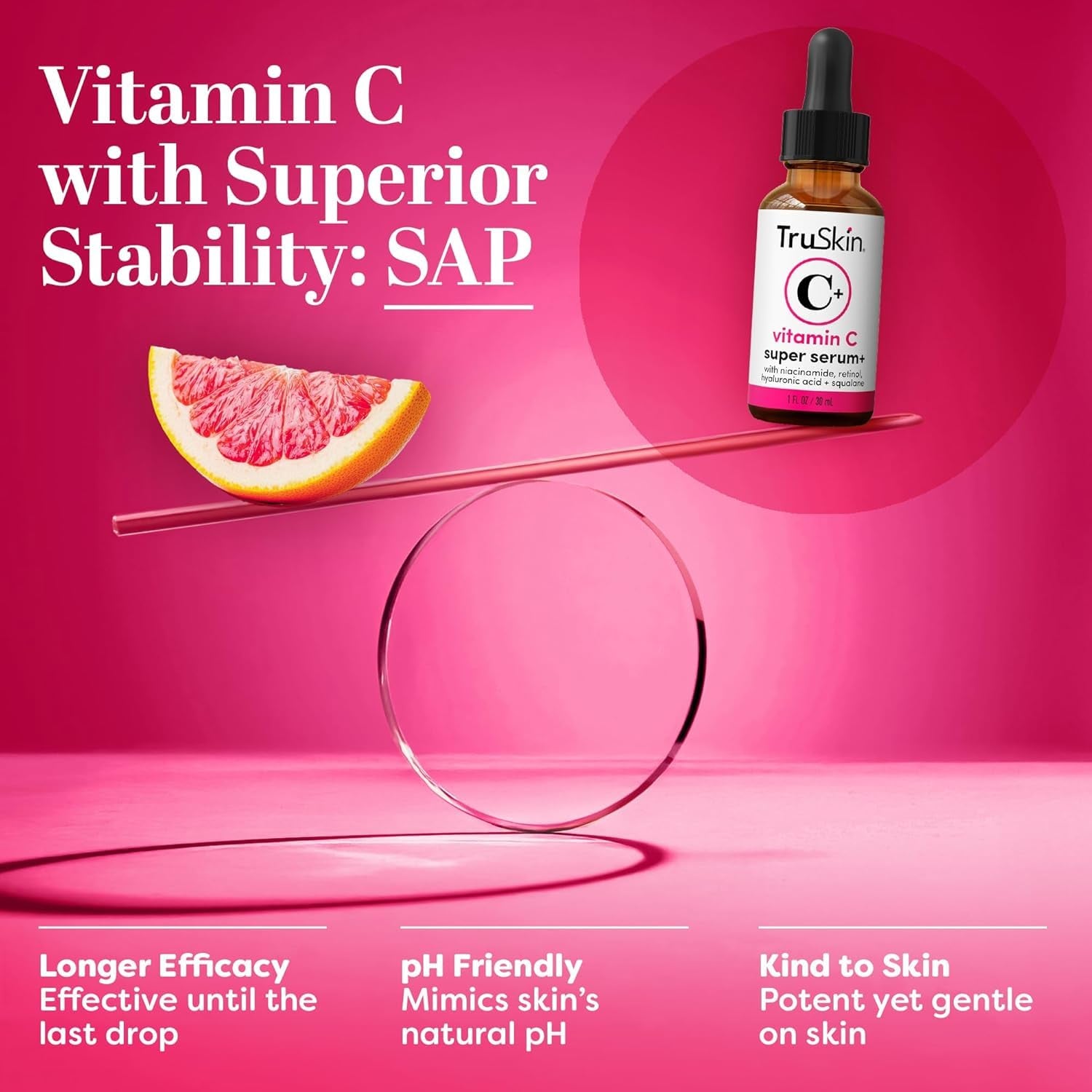 Vitamin C Super Serum for Face - Five Skin Benefits in One Serum with Vitamin C, Retinol, Niacinamide, Hyaluronic Acid & Squalane - Brighten, Firm & Smooth the Look of Skin - 1 Fl Oz