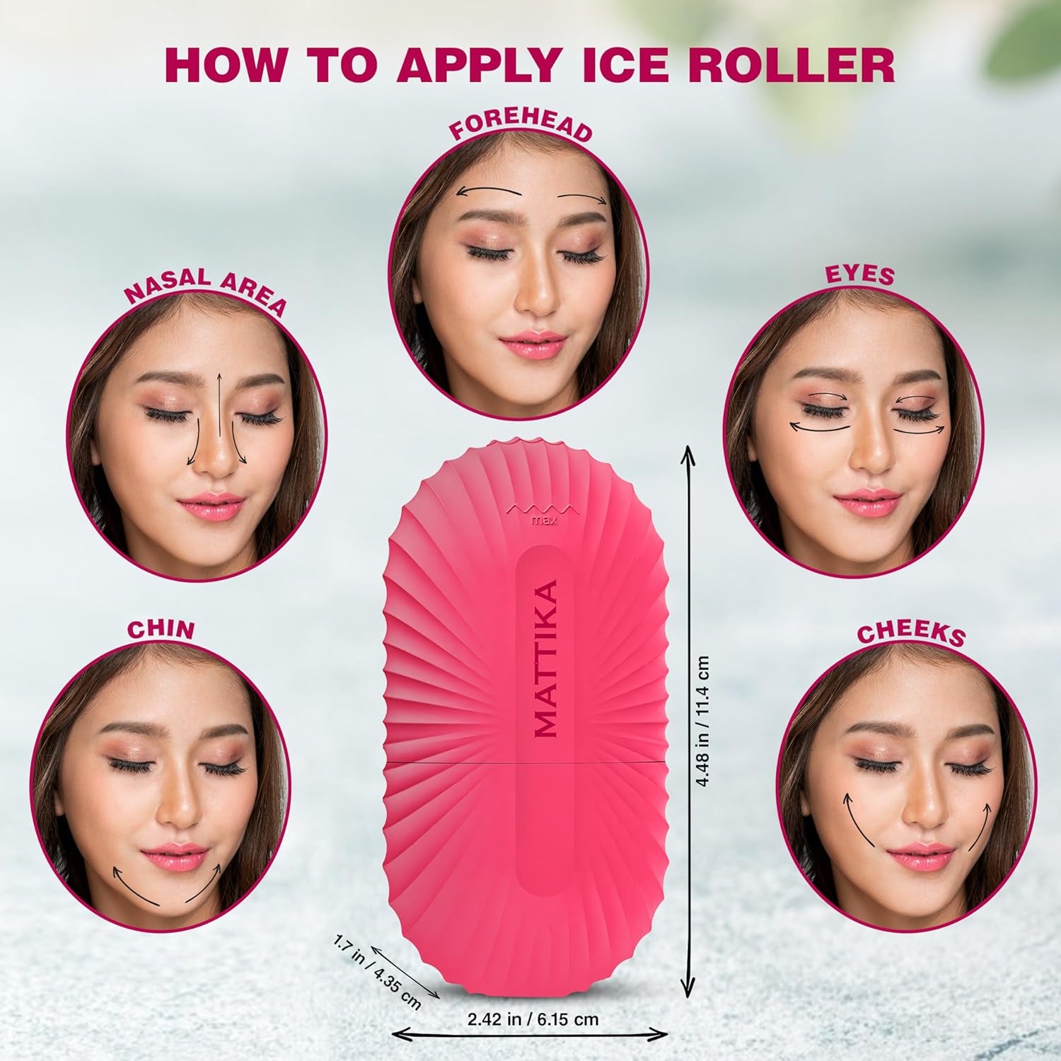 Ice Roller for Face & Eyes – Facial Ice Roller for under Eye Puffiness, Reusable Silicone Ice Face Roller Massager for Skin Tightening, Pore Shrinking & Cooling Skincare Tool (Pink)