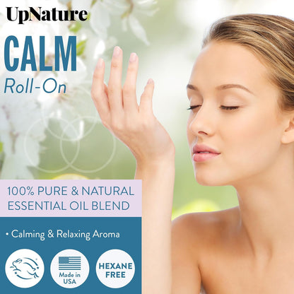 Calm Essential Oil Roll on - 100% Natural Aromatherapy Blend for Relaxation Relief - Self Care Gifts for Women Easter Basket Stuffers for Teens