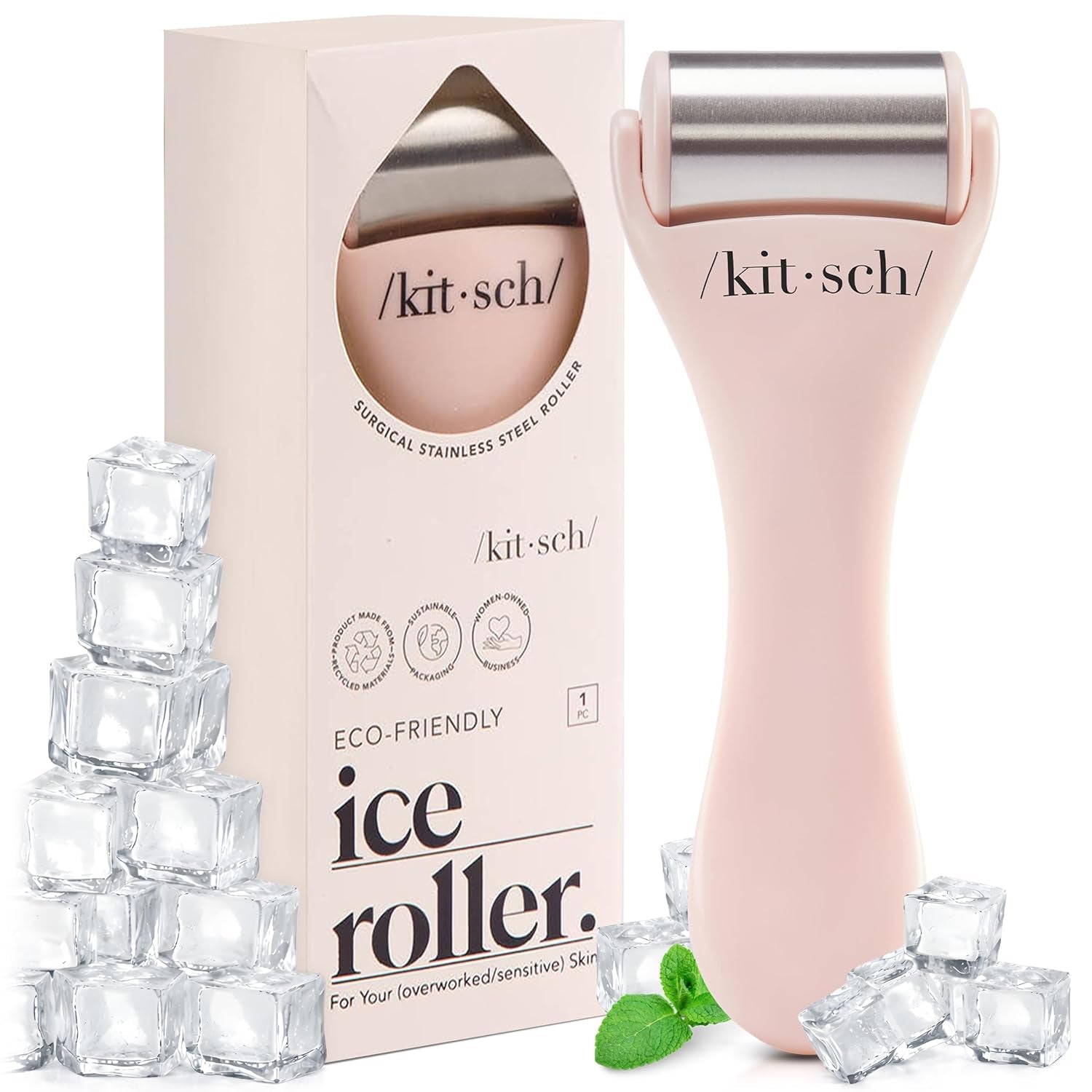 Ice Roller for Face – Stainless Steel Ice Face Roller to Reduce Puffiness, Redness & Headaches – Cooling Facial Roller for Skin Care, Irritation Relief & Spa-Like Experience at Home - Pink