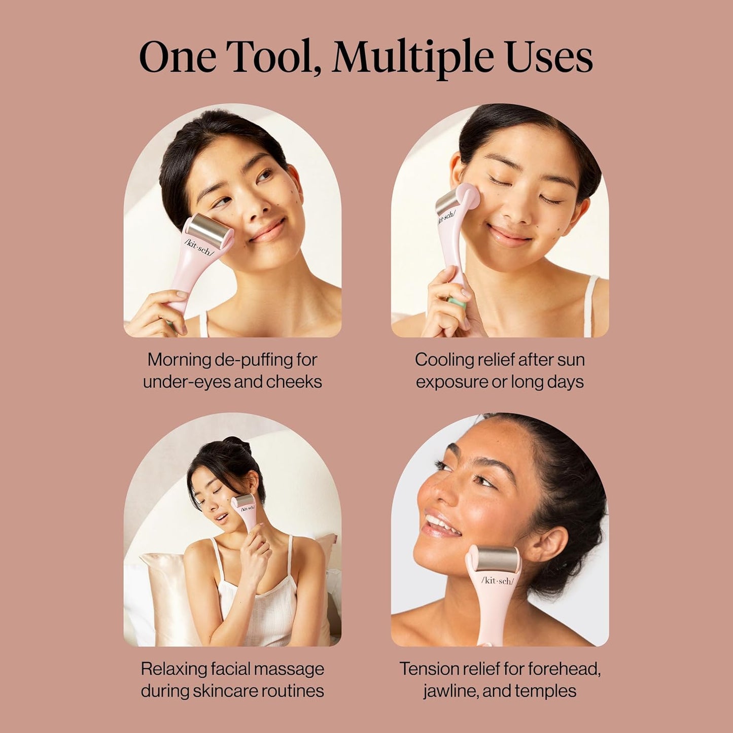 Ice Roller for Face – Stainless Steel Ice Face Roller to Reduce Puffiness, Redness & Headaches – Cooling Facial Roller for Skin Care, Irritation Relief & Spa-Like Experience at Home - Pink