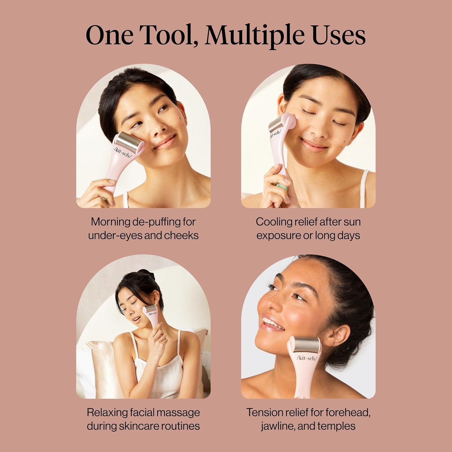 Ice Roller for Face – Stainless Steel Ice Face Roller to Reduce Puffiness, Redness & Headaches – Cooling Facial Roller for Skin Care, Irritation Relief & Spa-Like Experience at Home - Pink